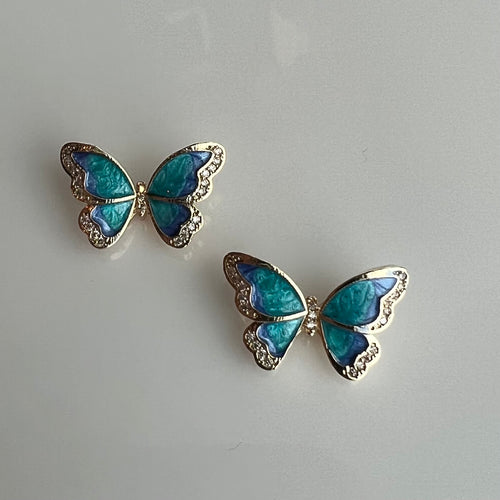 Blue Dangle Butterfly #21 (2pcs) / Zircon Luxury Charm