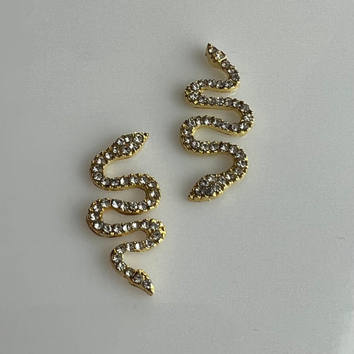 Gold Snake #19 (2pcs) / Zircon Luxury Charm