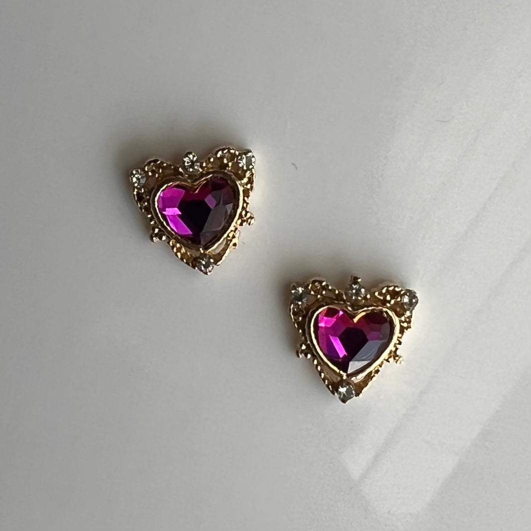 Purple Heart #10 (2pcs) / Zircon Luxury Charm